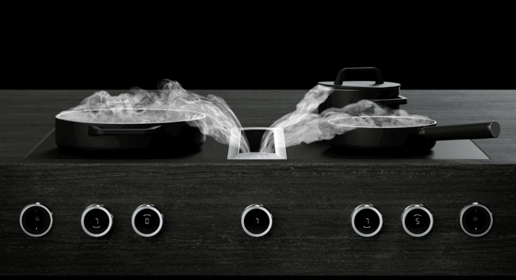 Picture of Bora Pro 3.0 duo, showing the use of the cooktop extractor system for the UAE