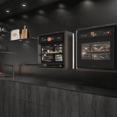 Picture of the Bora Double XBO, steam oven system, showing the use for the UAE market