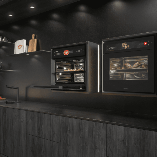 Picture of the Bora Double XBO, steam oven system, showing the use for the UAE market